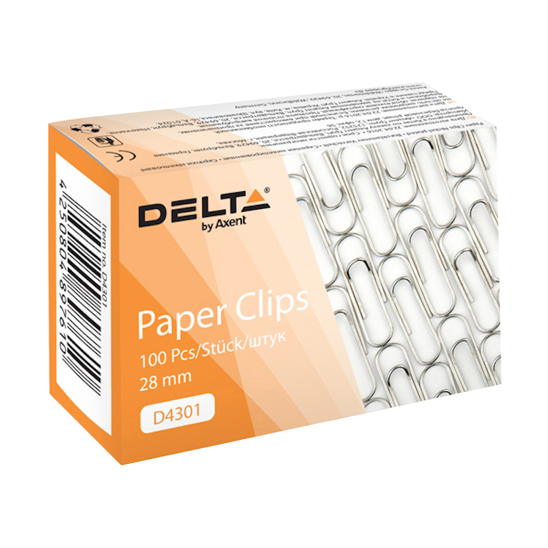 Скріпки DELTA by Axent (D4301) 28 мм, круглі, нікельовані, 100 шт.